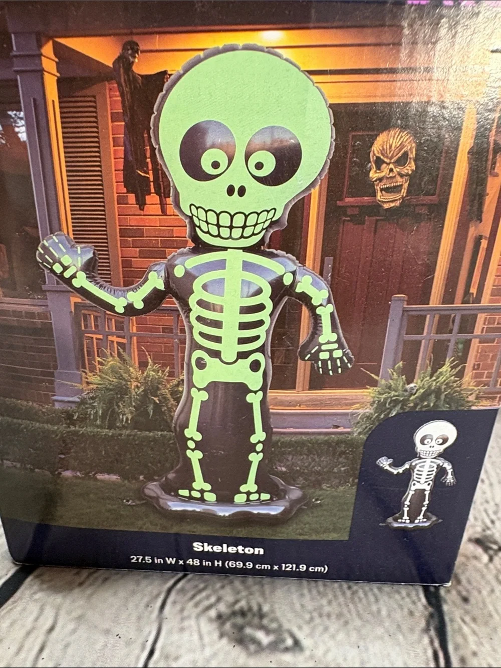 Blow Up Yard Décor Green Skeleton Inflatable - Halloween Decoration